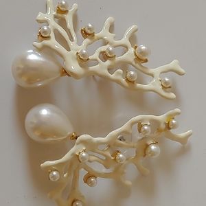 Kenneth J Lane White Coral Earrings